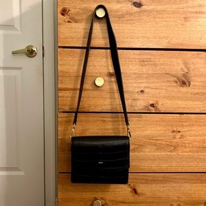 JW Pei Women’s Mini Flap Crossbody Black Croc